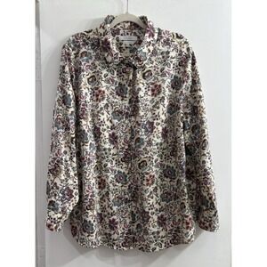 Foxcroft Appleseed's Floral Print Wrinkle Free Button Down Shirt 22W Plus‎ Size
